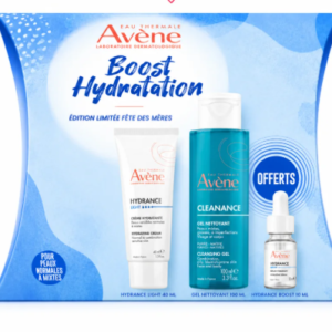 AVENE - COFFRET BOOST HYDRATATION : CREME HYDRANCE LIGHT + CLEANANCE GEL NETTOYANT + SERUM HYDRANCE BOOST
